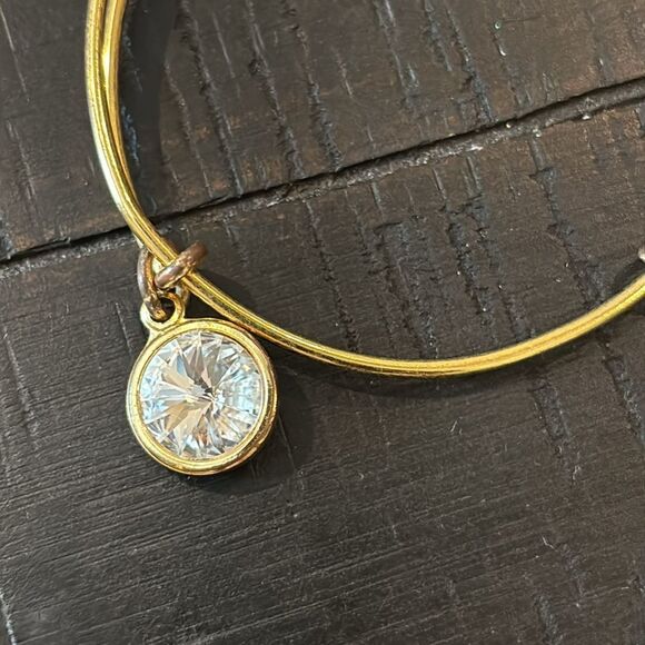 ALEX AND ANI BIRTHSTONE April Crystal CHARM BANGLE GOLD TONE Adjustable - Picture 2 of 6
